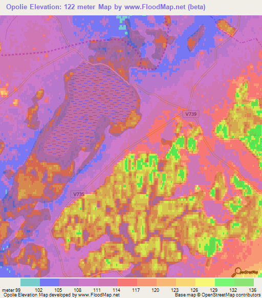 Opolie,Latvia Elevation Map