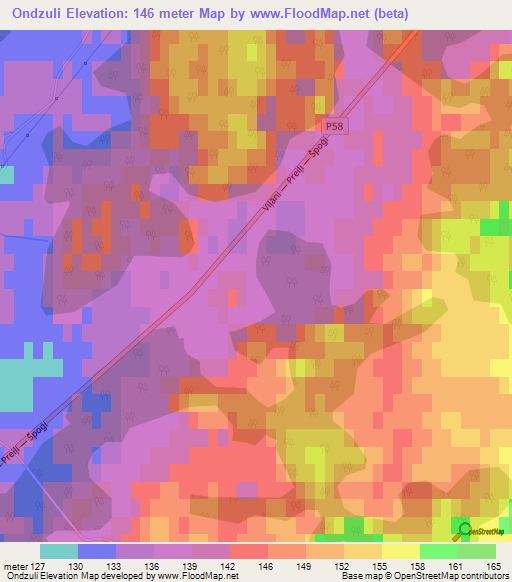 Ondzuli,Latvia Elevation Map