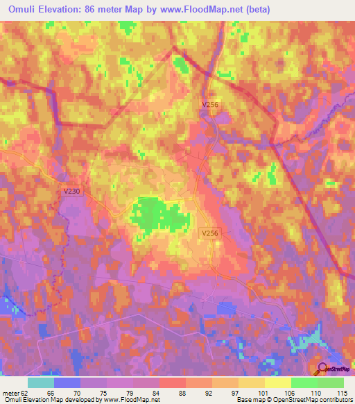 Omuli,Latvia Elevation Map