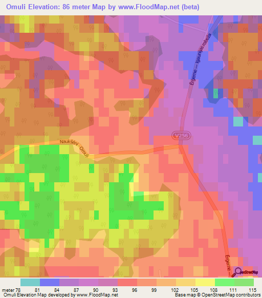 Omuli,Latvia Elevation Map