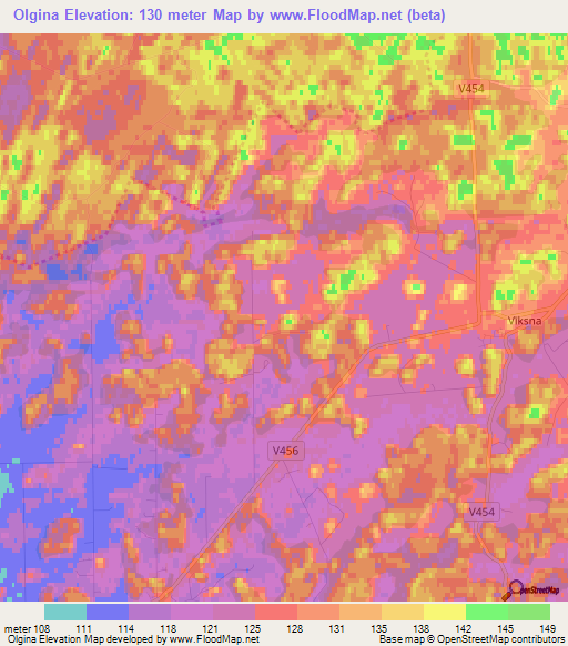 Olgina,Latvia Elevation Map