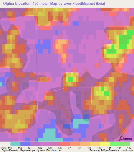 Olgina,Latvia Elevation Map