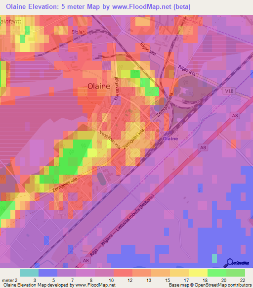 Olaine,Latvia Elevation Map