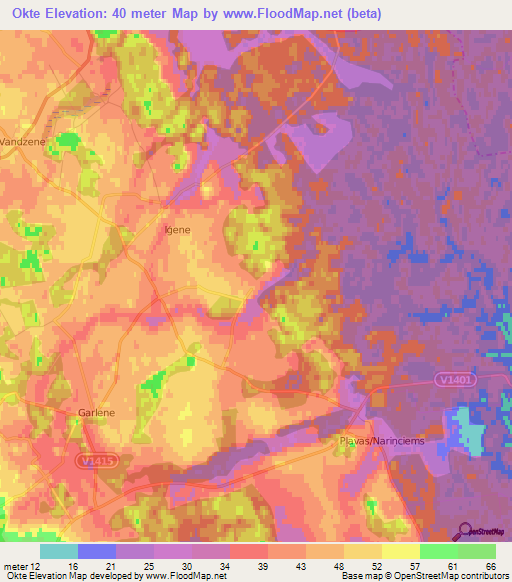 Okte,Latvia Elevation Map