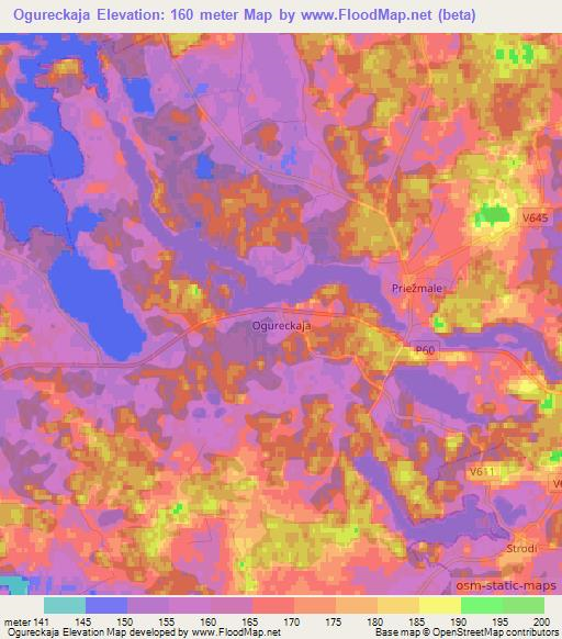 Ogureckaja,Latvia Elevation Map