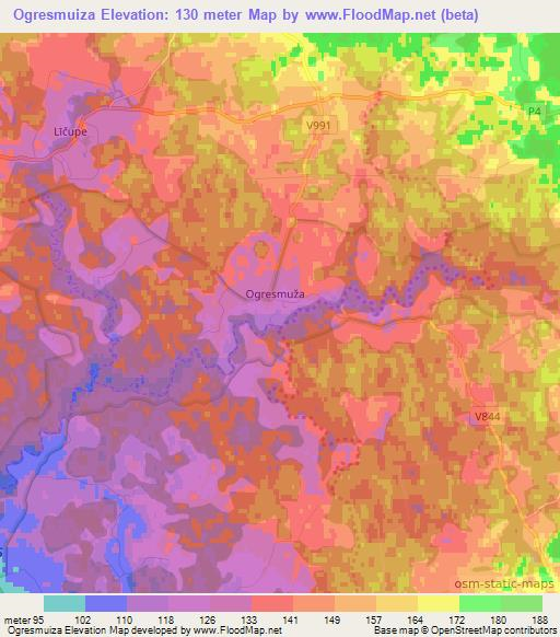 Ogresmuiza,Latvia Elevation Map