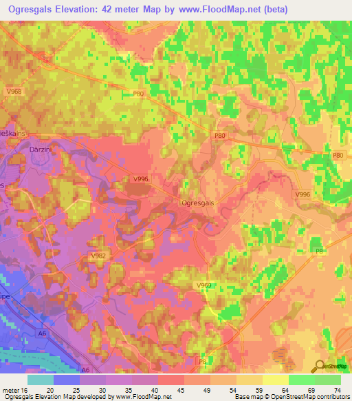 Ogresgals,Latvia Elevation Map