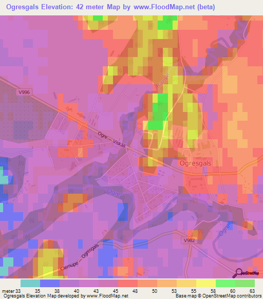 Ogresgals,Latvia Elevation Map