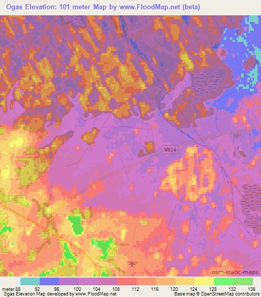 Ogas,Latvia Elevation Map