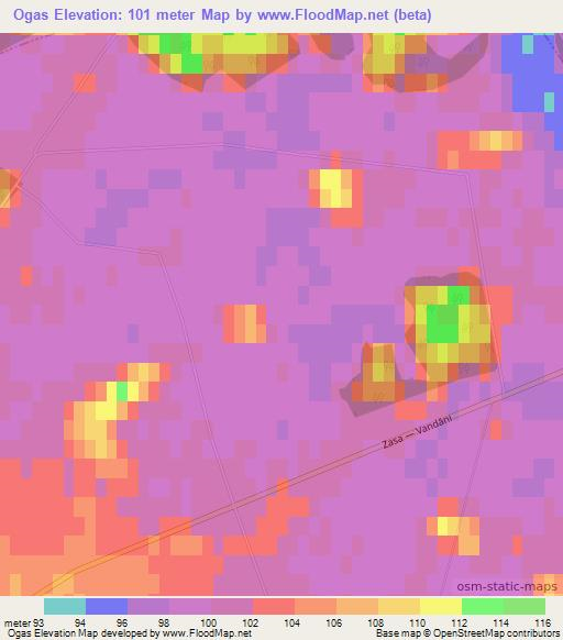 Ogas,Latvia Elevation Map