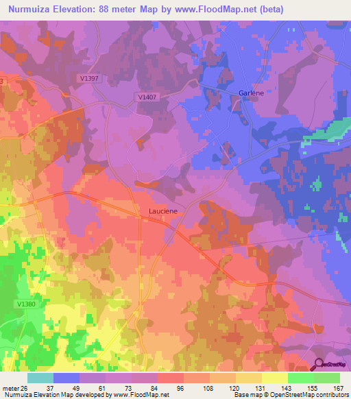 Nurmuiza,Latvia Elevation Map