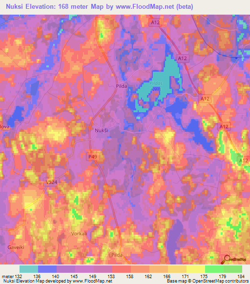 Nuksi,Latvia Elevation Map