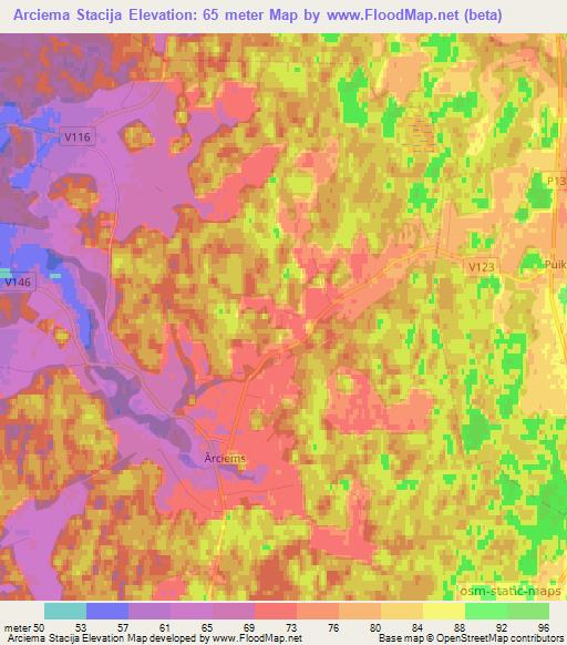 Arciema Stacija,Latvia Elevation Map