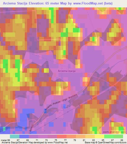 Arciema Stacija,Latvia Elevation Map