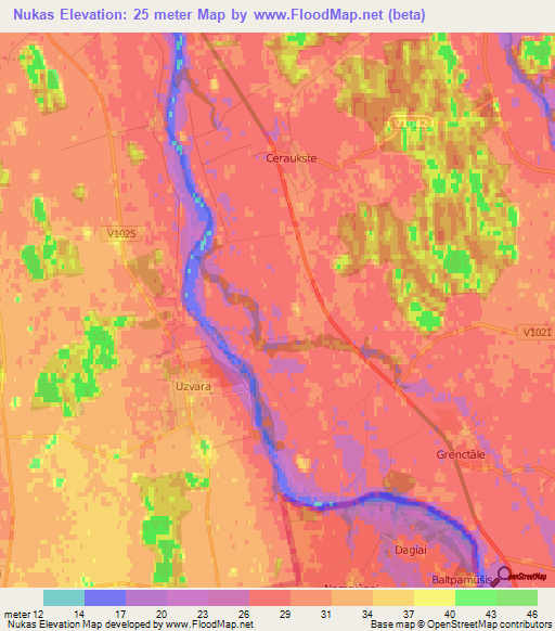 Nukas,Latvia Elevation Map