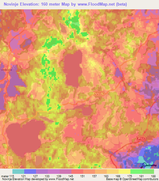 Novinje,Latvia Elevation Map