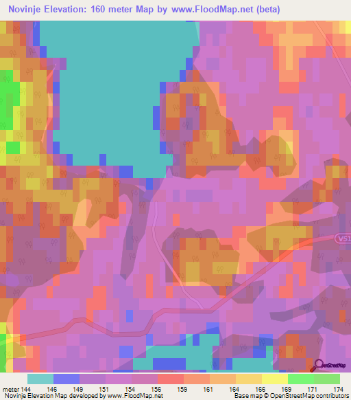 Novinje,Latvia Elevation Map