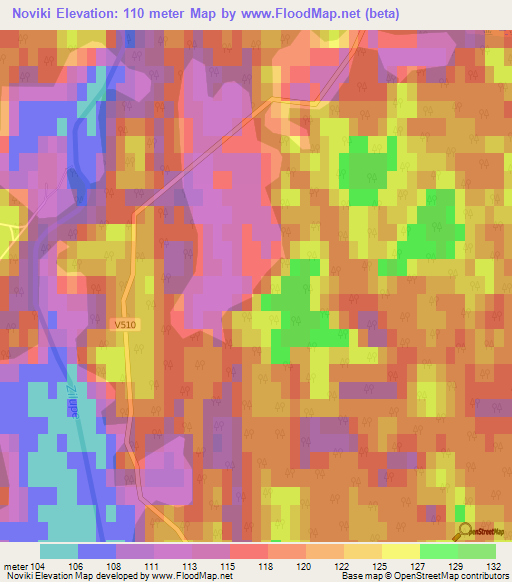 Noviki,Latvia Elevation Map