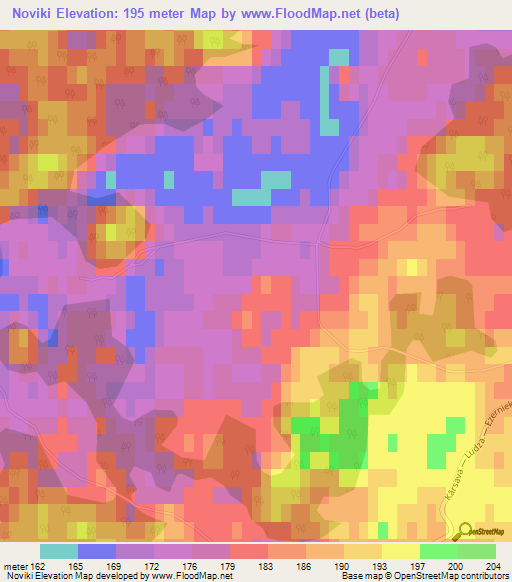 Noviki,Latvia Elevation Map