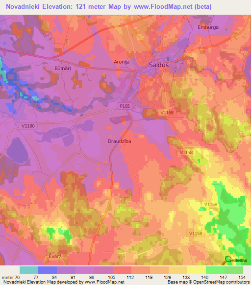 Novadnieki,Latvia Elevation Map