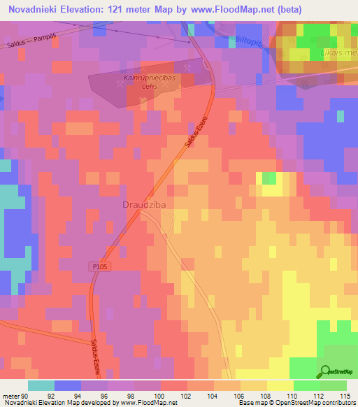 Novadnieki,Latvia Elevation Map