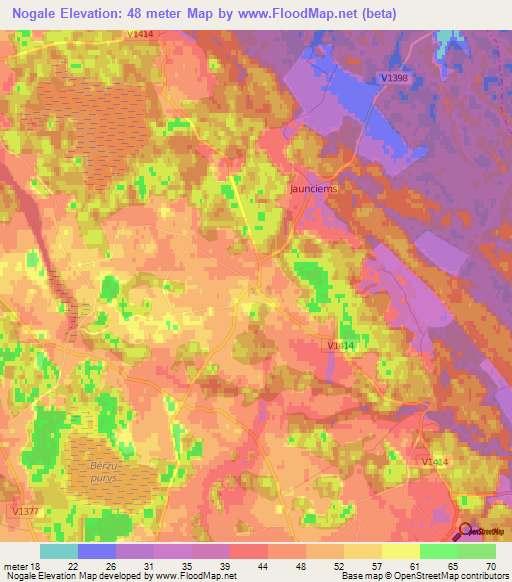 Nogale,Latvia Elevation Map