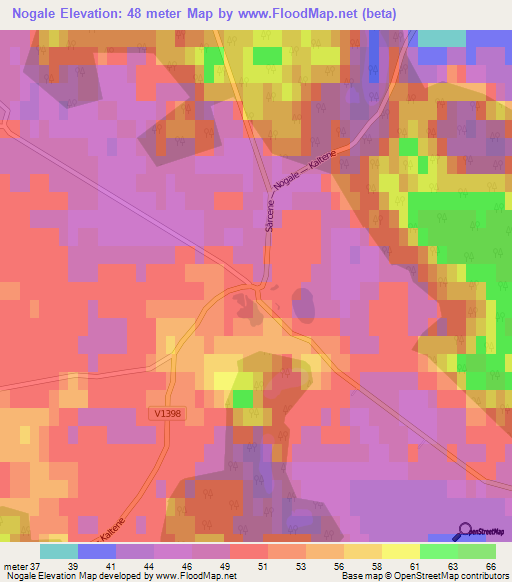 Nogale,Latvia Elevation Map