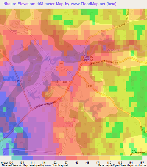 Nitaure,Latvia Elevation Map