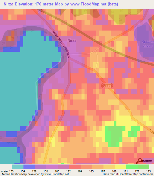 Nirza,Latvia Elevation Map