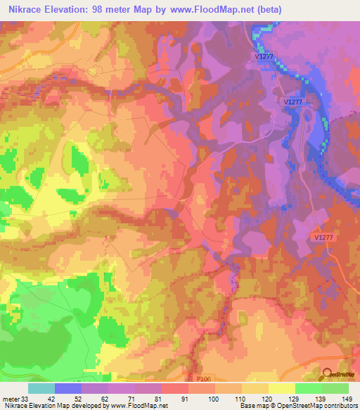 Nikrace,Latvia Elevation Map