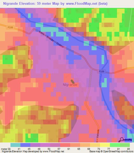 Nigrande,Latvia Elevation Map