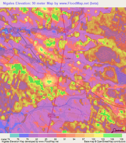 Nigales,Latvia Elevation Map