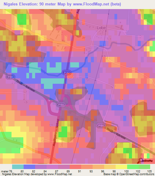 Nigales,Latvia Elevation Map