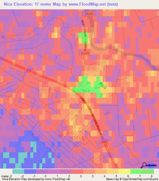 Nica,Latvia Elevation Map