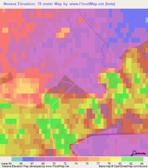 Nesava,Latvia Elevation Map