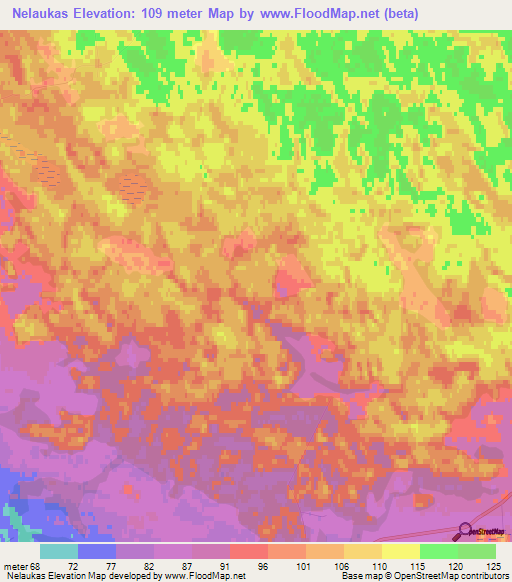 Nelaukas,Latvia Elevation Map