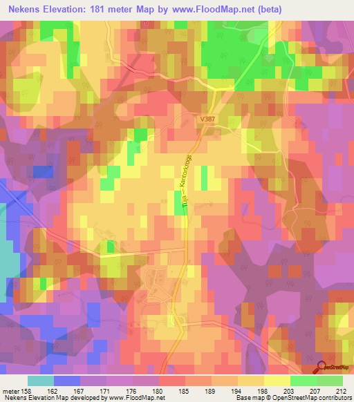 Nekens,Latvia Elevation Map