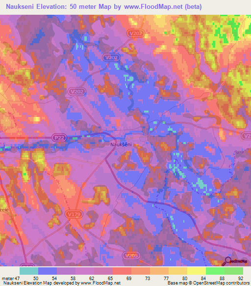 Naukseni,Latvia Elevation Map