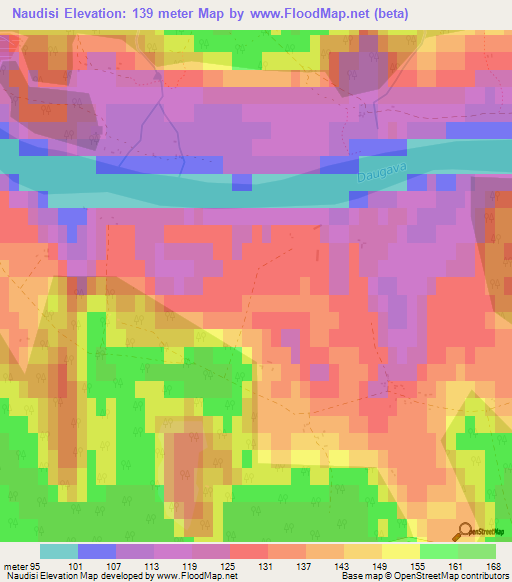 Naudisi,Latvia Elevation Map