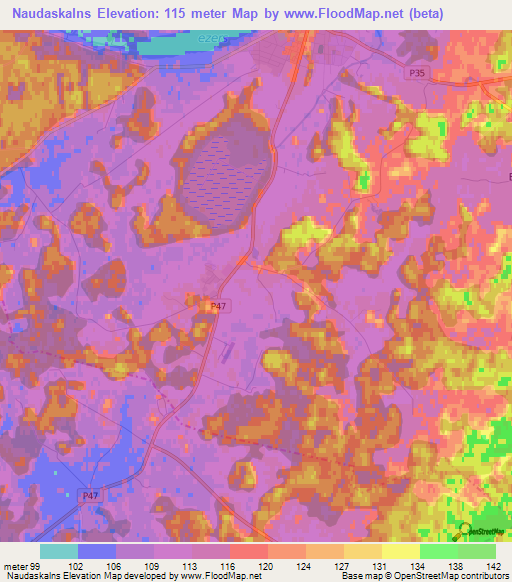 Naudaskalns,Latvia Elevation Map