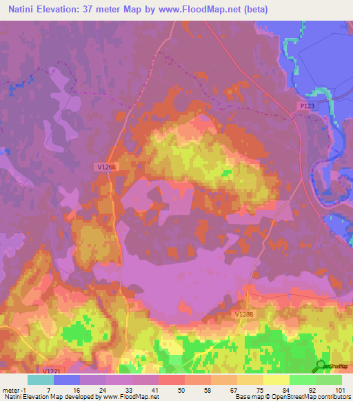 Natini,Latvia Elevation Map