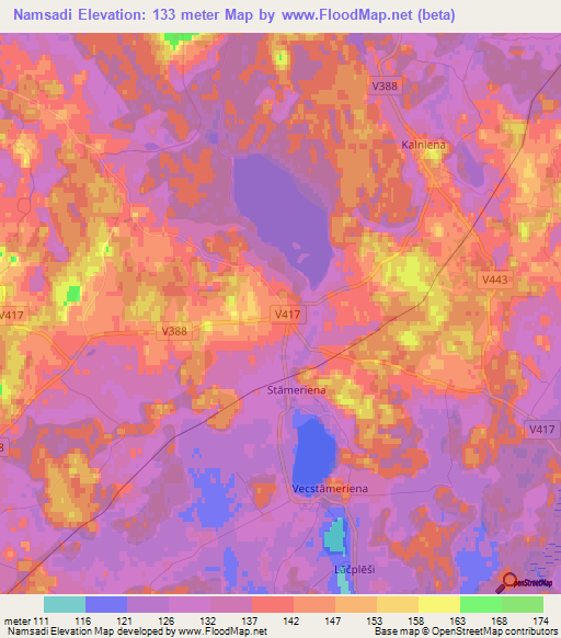 Namsadi,Latvia Elevation Map