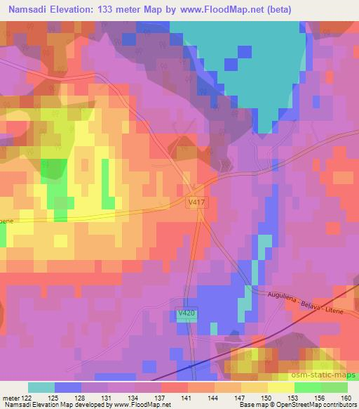 Namsadi,Latvia Elevation Map