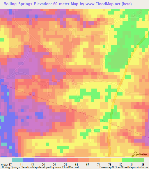 Boiling Springs,US Elevation Map