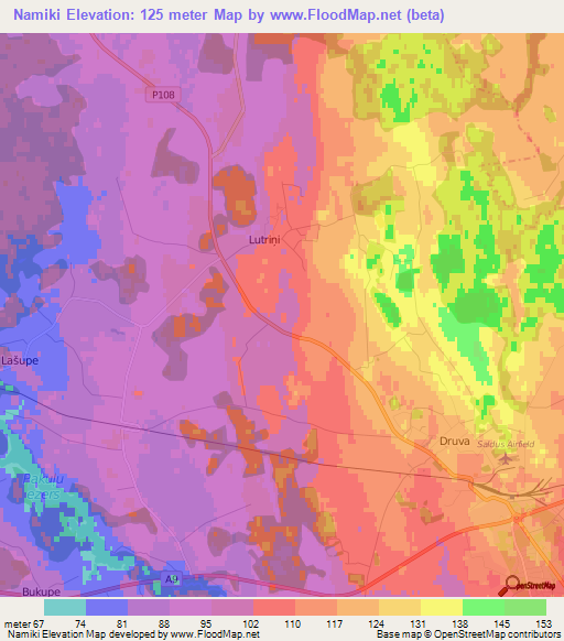 Namiki,Latvia Elevation Map