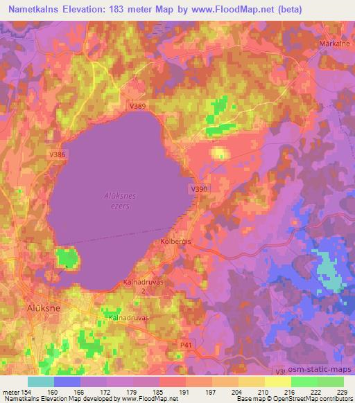 Nametkalns,Latvia Elevation Map