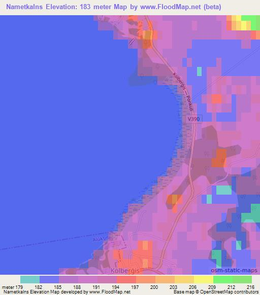 Nametkalns,Latvia Elevation Map