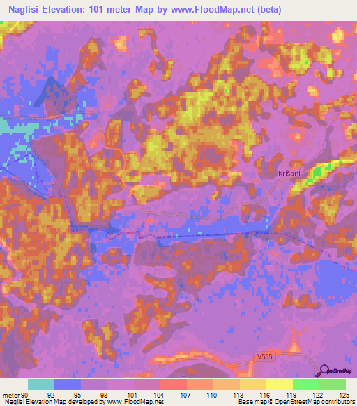 Naglisi,Latvia Elevation Map