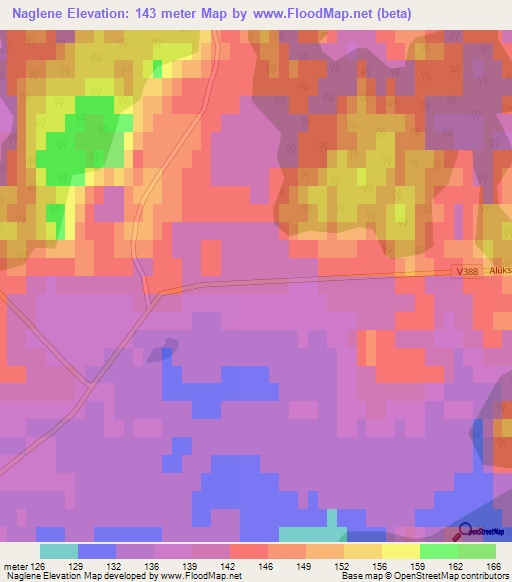 Naglene,Latvia Elevation Map