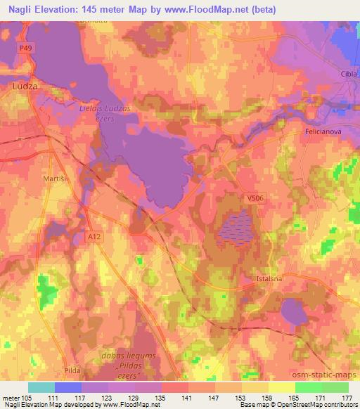 Nagli,Latvia Elevation Map